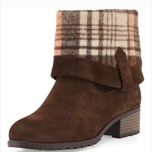 Charles David Cowboy Boots Women’s Size 10M Brown Suede Leather Lined Plaid GUC